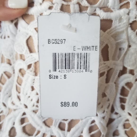 J.O.A. Los Angeles white lace plunging mini sz Sm - Picture 6 of 9